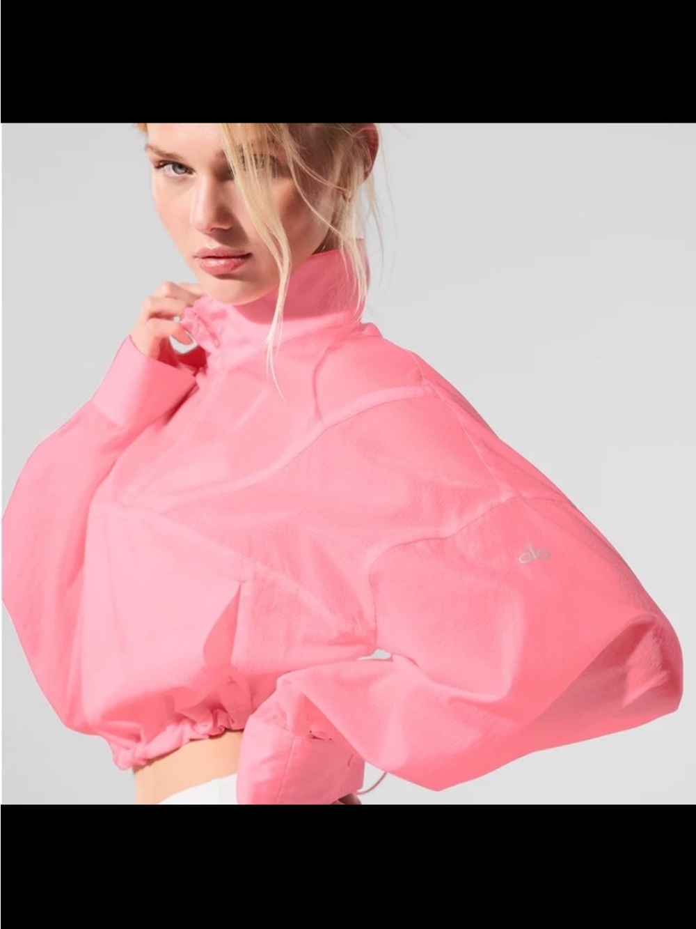 ALO Yoga Cropped 1/4 Zip Aerial Pullover-Neon Bubbkegum size Medium